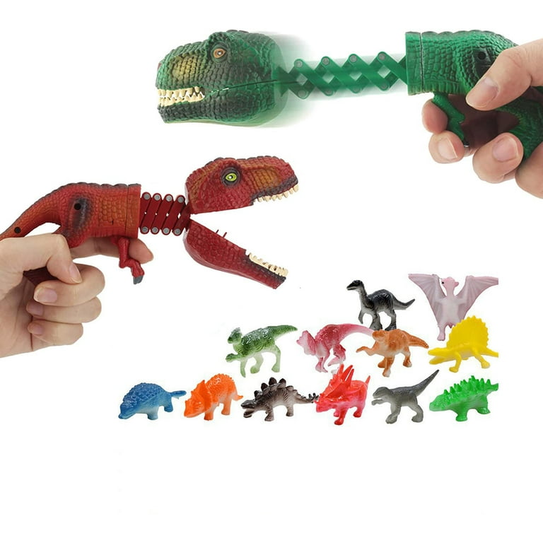 Hungry Dino Grabber Toys 2 Dinosaur Chomper with 12 Small Dino Figures Playset T Rex Claw Game Snapper Dinosaur Toys for Boys 3 4 5 6 7 Year Old