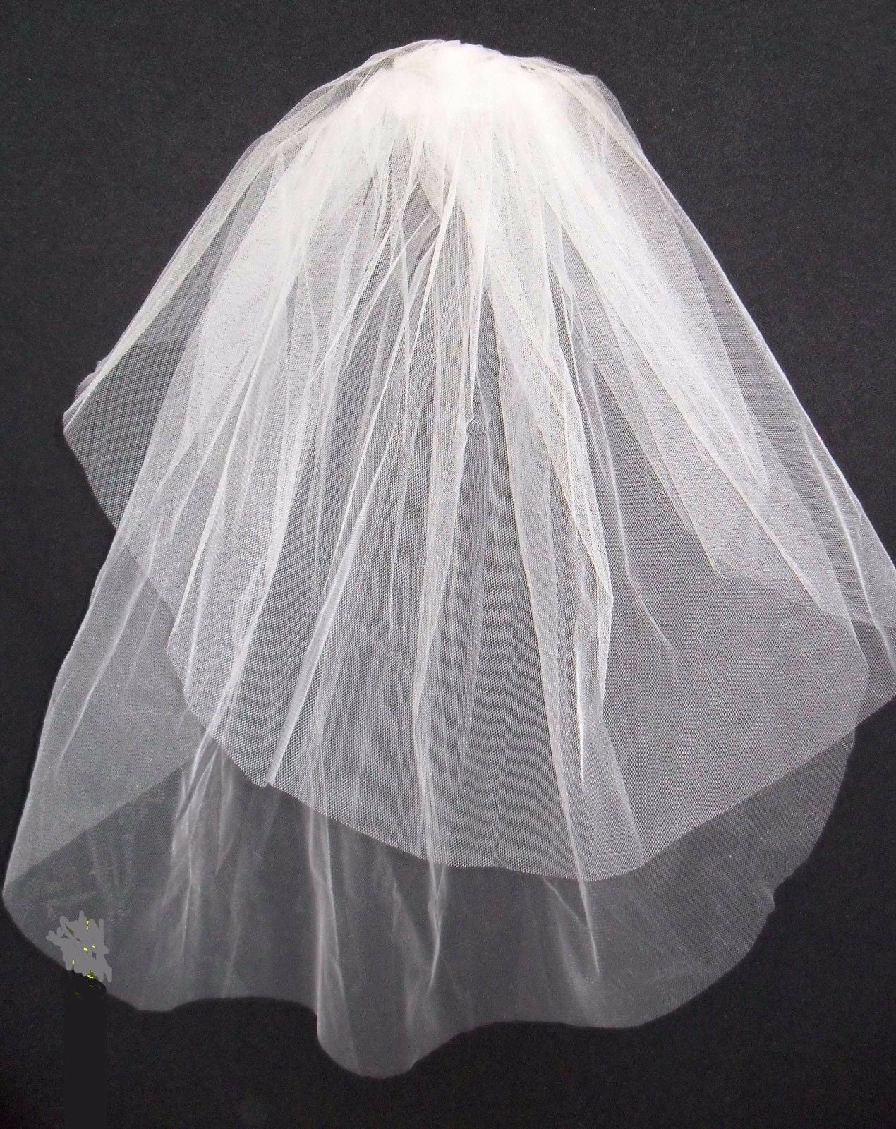 Girls 1st Communion Wedding White Veil 2 Layers Tulle Headpiece with Pearl 25" 