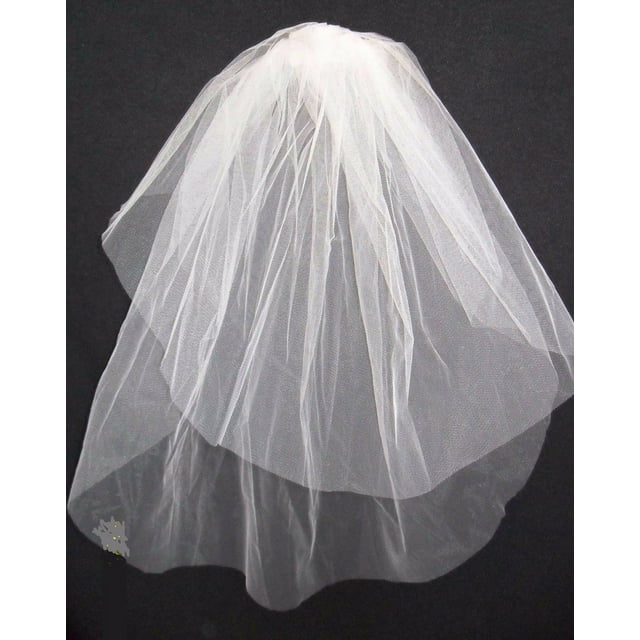 Robe de Communion pour Filles 1ère Mariage Voile Blanc 2 Couches Voile en Tulle avec Peigne 23 Pouces