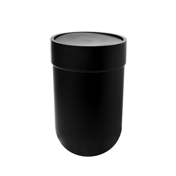 Umbra 1.6 gal Touch Plastic Swing Top Lid Bathroom Trash Can, Black