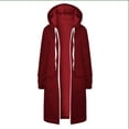 thumbnail image 5 of Smsaxvxz Women's Zip Up Hoodies Fall Fashion Solid Long Sleeve Sweatshirts Oversized Winter Cardigan Jacket Coat with Pocket Wine S, 5 of 7