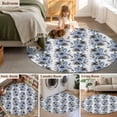 thumbnail image 5 of Round Rugs 4Ft, Blue Floral Round Area Rug Washable Indoor Throw Carpet, Abstract Watercolor Flower Leaf Plant Soft Non Slip Circle Rug for Kitchen Nursery Room Home Decor Aesthetic, 5 of 8