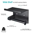 thumbnail image 3 of Aquaterior Toilet Paper Holder Wall Mounted Rack Heavy Duty Stainless Steel Matte Black, 3 of 8