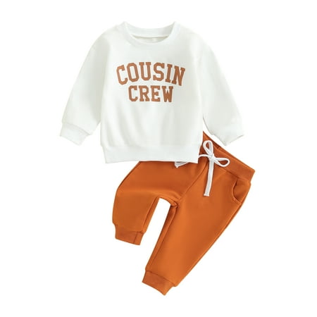 

Qtinghua Infant Toddler Baby Boys Fall Outfits Letter Print Long Sleeve Sweatshirts and Long Pants 2Pcs Clothes Dark Khaki 2-3 Years