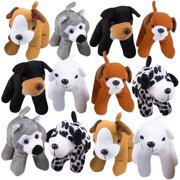ArtCreativity Dog Plush Toy Set – 12 Soft Cuddly Dogs for Kids & Toddlers Ages 3+, 6 Cute Puppy Designs, Birthday Party Favors