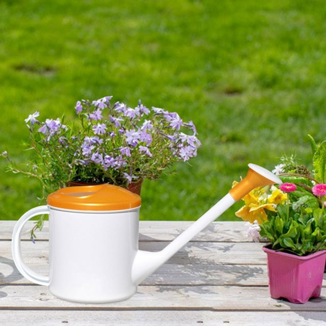 Regadera de 1,5 l con boquilla larga y asa cómoda con cabezal rociador, ideal para plantas de interior y exterior, flores de interior. Amarillo