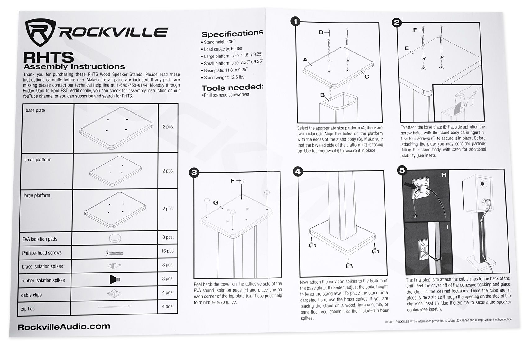 Rockville ELITE-5B 5.25" Powered Bookshelf Speakers Bluetooth/Optical+36" Stands - image 5 of 19