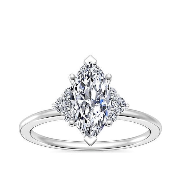 Bague Magnifique Halo en Or Blanc Massif pour Filles, Taille 11,5, Marquise Naturelle de 0,70 Carat, Taille Excellente Diamond