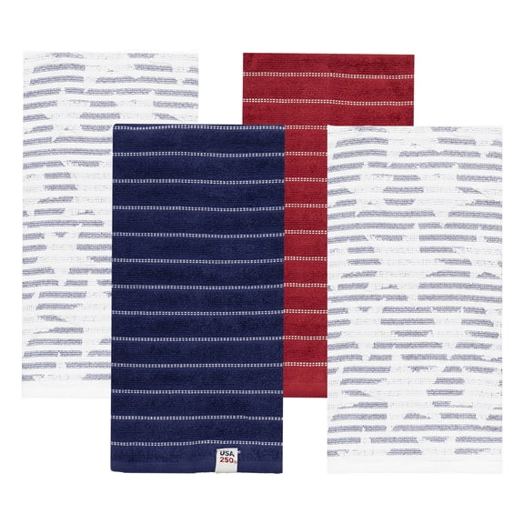 RITZ 100% Cotton Kitchen Towels, Set of 4, USA 250, Allover Stars