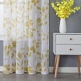 thumbnail image 7 of Shininglove Sheer Curtains 63 inch, Leaf Floral Faux Linen Textured Farmhouse Kitchen Tier Curtains Cafe Curtains, Yellow, Set of 2, 7 of 7