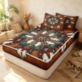 thumbnail image 3 of Erosebridal Gothic Mandala Zipper Full Size Comforter Sets with Fitted Sheet and 2 Pillowcases, Southwestern Feather Zipper Bedding Set, Brick Red Teal, Black Reversible, 3 of 7