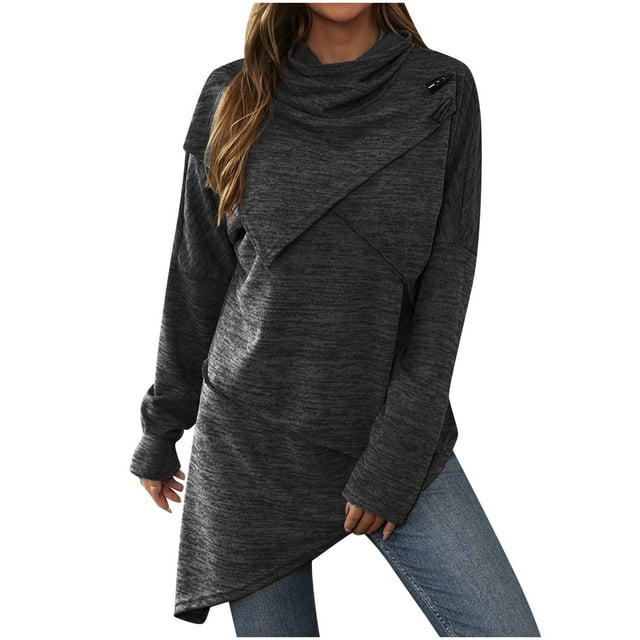 Pompotops Femmes Mode Casual Col Roulé à Manches Longues Veste en Tricot Épissée Pull