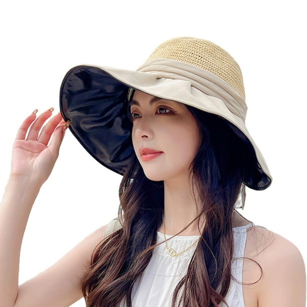 Sombrero de pescador con lazo de ala ancha, transpirable, con protección solar UV para mujer, sombrero para el sol, sombreros de playa para fiestas al aire libre