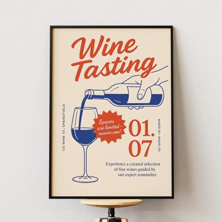 Wine Tasting Poster Retro Wine Bar Wall Art Minimalist Sommelier Event Print Red Wine Pour Illustration Wall Art