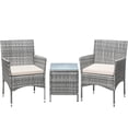 thumbnail image 7 of Lacoo 3 Pieces Outdoor Patio Furniture Gray PE Rattan Wicker Table and Chairs Set Bar Set with Cushioned Tempered Glass , Grey / Beige, 7 of 7