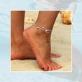 thumbnail image 5 of Silvora Heart Initial Ankle Bracelets for Women Letter U Sterling Silver Waterproof Anklet Summer Beach Jewelry, 5 of 9
