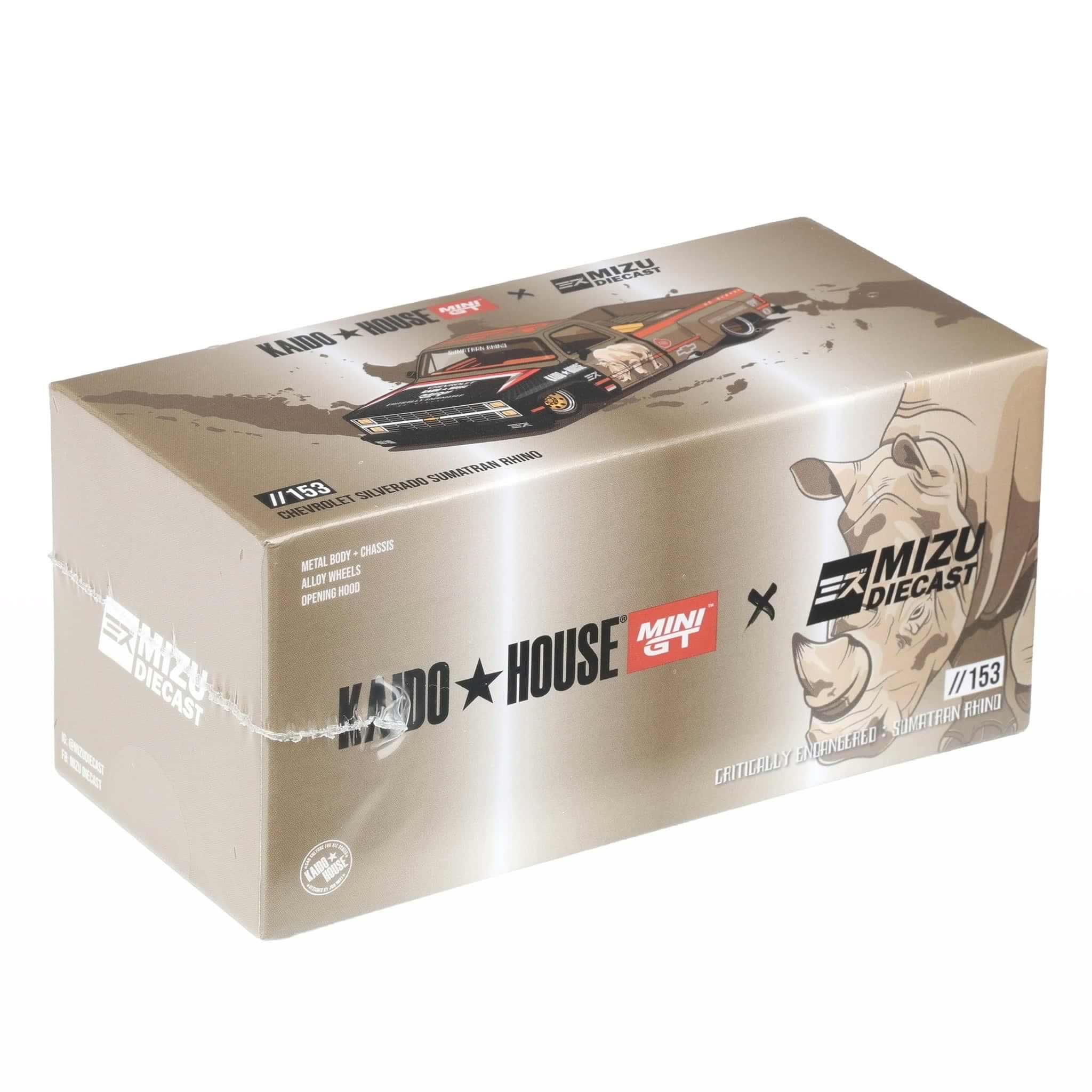 Chevrolet Silverado Dually Truck Tan and Carbon with Graphics "Kaido House" Special 1/64 Diecast Model Car by Mini GT