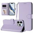 thumbnail image 6 of ELEHOLD For Apple iPhone 16 Plus Flip PU Leather Wallet Case with Credit Card Slot RFID Blocking Kickstand Shock-Absorbent TPU Magnetic Protective Cover With Lanyard ,Lightpurple, 6 of 12