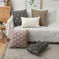 thumbnail image 4 of Pack of 2 Faux Wool Throw Pillow Covers 18x18 Inches Soft Couch Cushion Cover with Velvet Decorative Cushion Cover for Living Room, Bedroom,Car,Office (Taupe), 4 of 15