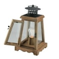 Gerson 10" Brown and Black LED Lighted Trapezoid Hanging Indoor Lantern ...