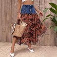 thumbnail image 2 of Jane Wardrobe Denim Chiffon Patchwork Paisley Print Midi Skirt Women High Waist Irregular Asymmetrical A Line Long Skirt 1PC S-XXL Plus Size Friendly, 2 of 6