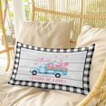 thumbnail image 4 of Valentine's Day Pillow Covers, Linen Long Throw Pillow Case, Blue Love Truck Buffalo Plaid Romantic Wood Holiday Pillow Protector Decorative Cushion Cover for Living Room/Bedroom 20" x 36", 4 of 8