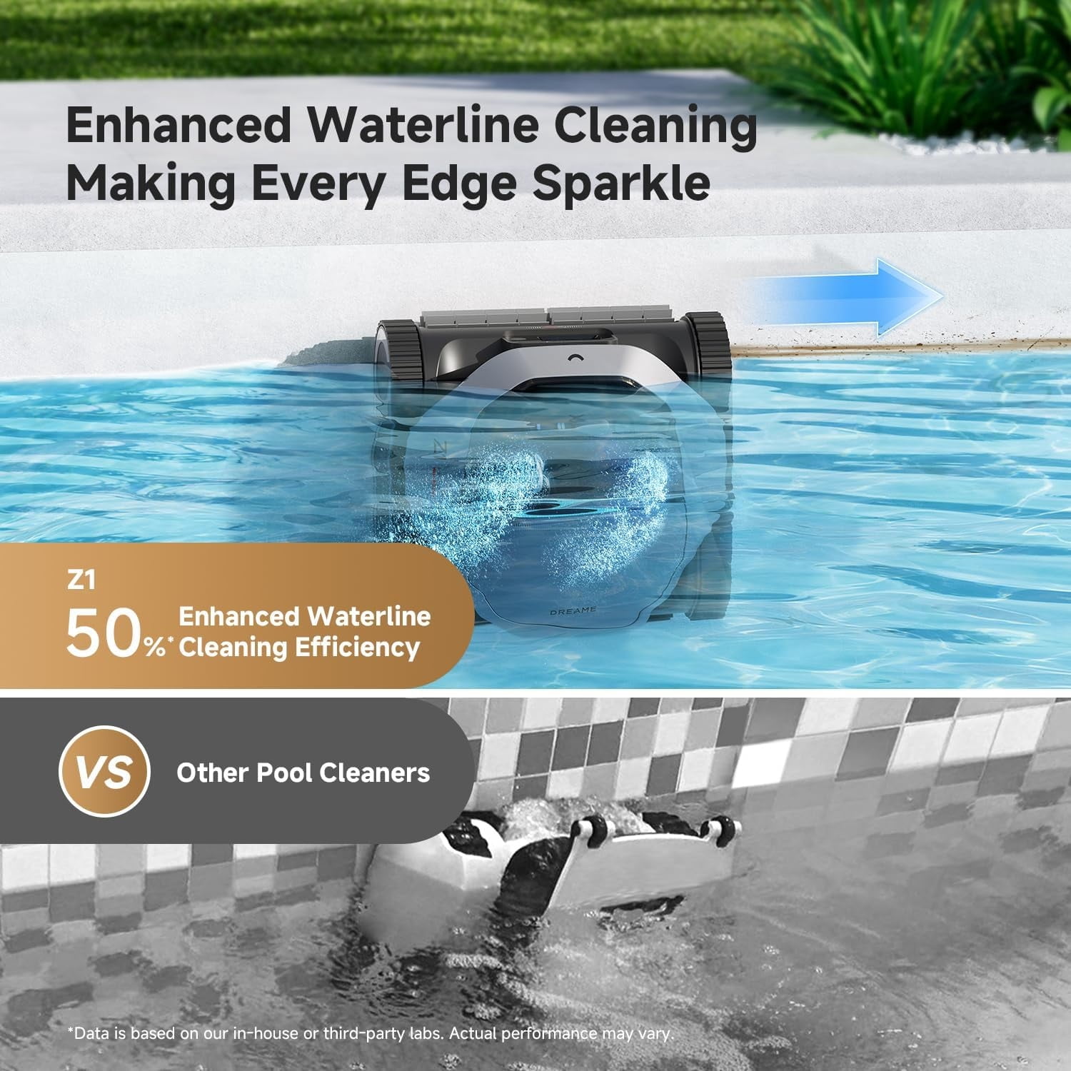 DREAME Z1 Kit Cordless Robotic Pool Cleaner (2026 Upgrade), Wall & Waterline Cleaning, 180Min Runtime,up to 1950 sq.ft, Automatic Pool Cleaner for Above & In-Ground Pools, Smart App
