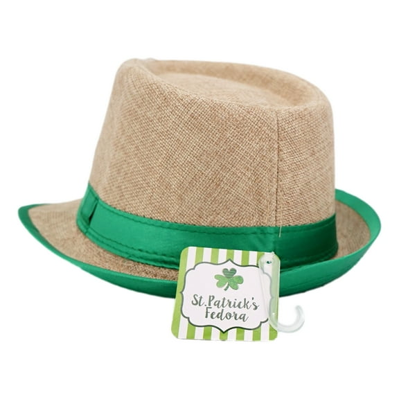 St. Patrick's Day Adult Tan Shamrock Fedora Hat Irish Costume Accessories Leprechaun Hat for Men Women