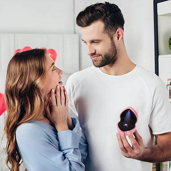 Tgbvmt Heart-Shaped Jewelry Box,Elegant Ring Storage with Soft Lining,Perfect for Valentine's Day Gift Promise Rings Engagement Anniversary Exquisite Gift Box Packaging,Ideal for Romantic Occasions