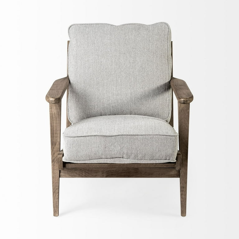 Frost Grey Fabric Wrapped Honey Wooden Frame Accent Chair Frost Grey Fabric Wrapped Honey Wooden Frame Accent Chair