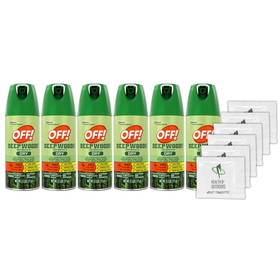 Off! Deep Woods Dry Aerosol Insect Repellent, 2.5 Ounce (6 Count)  (6) Bonus Wipes