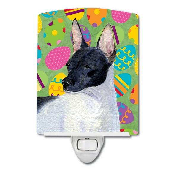 Caroline's Treasures SS4825CNL Rat Terrier Easter Eggtravaganza Ceramic Night Light, 6x4x3", multicolor