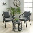 thumbnail image 2 of Noble House Huxley Indoor Modern Boho Wicker Chat Set with Side Table, Gray, Dark Gray, Black, 2 of 10