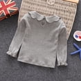 thumbnail image 5 of JANGSLNG Baby Girl Kids Cotton Peter Pan Collar Long Sleeve Solid Color Top Cute T-shirt, 5 of 8