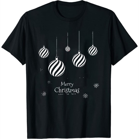 Merry Christmas Women's Casual Printed T-Shirt Vintage, Funny, and Perfect for Gift-Giving Black Small