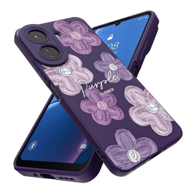 Threehao Funda para Xiaomi Poco C65 y Redmi 13C 4G Case Uso Rudo, Ultra Delgado Flexible Morada Suav