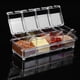 thumbnail image 3 of Caja de condimentos transparente de cuatro rejillas, bote para condimentos de sal y pimienta con cuchara para cocina casera, 3 of 8