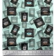 thumbnail image 1 of Soimoi Green Cotton Voile Fabric Mocha & Caramel Coffee Beverages Print Fabric by the Yard 56 Inch Wide, 1 of 3