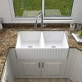 thumbnail image 6 of Ceramic White 33”18"*10" Kitchen Double Basin Farmhouse Sink Rectangular Vessel Sink, 6 of 8