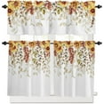 thumbnail image 2 of 3 Piece Curtains Tiers and Valances Set, Fall Sunflower Eucalyptus Leaves Thanksgiving Autumn Watercolor Floral Plant Rod Pocket Short Window Treatment Curtains Panel and Valance for Bathroom Kitchen, 2 of 6