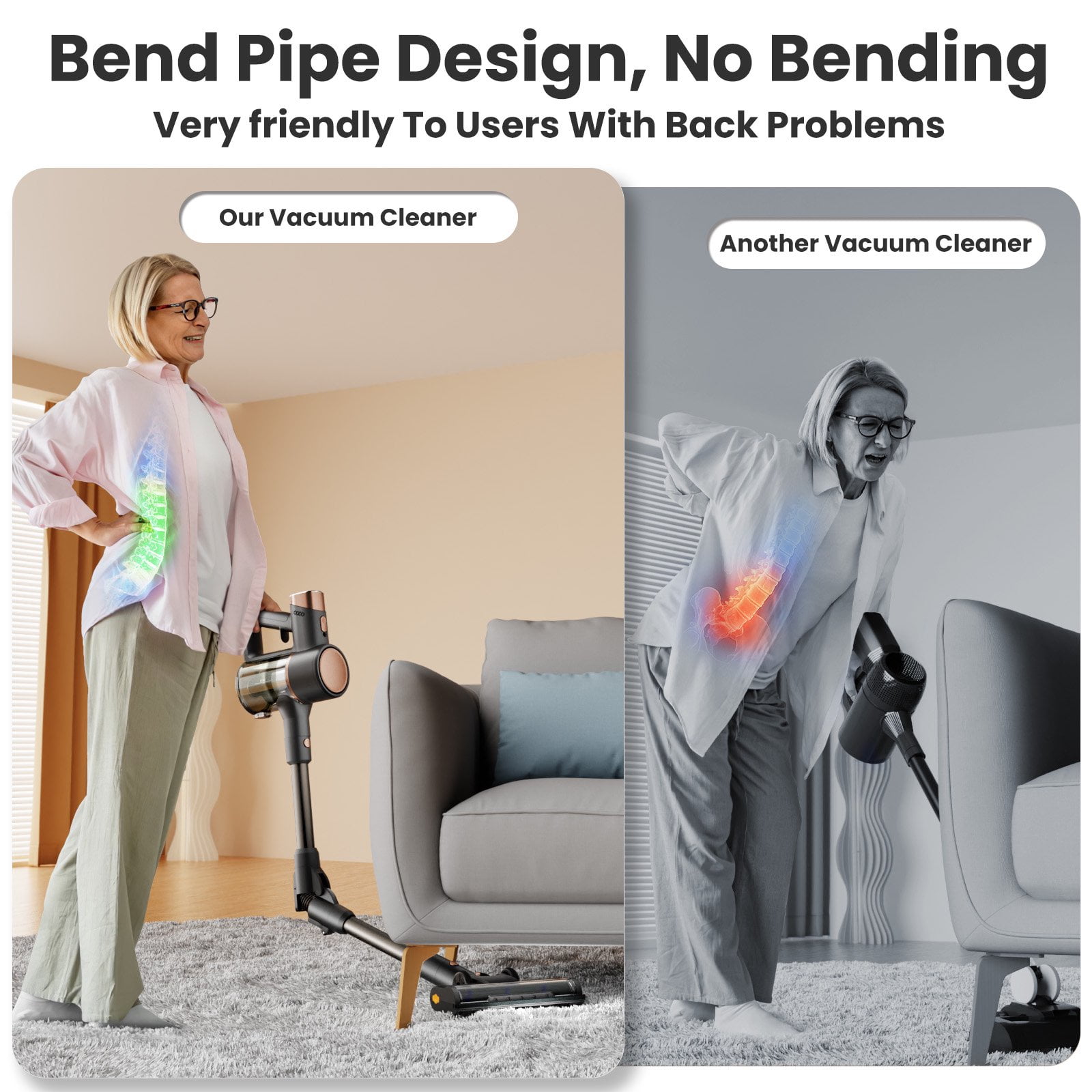 Moifoi Cordless Stick Vacuum Cleaner Lightweight Bendable ,Powerful Suction, Up to 50mins Runtime, Anti-Tangle, Lightweight Wireless Vacuum for Carpet Hard Floor Pet Hair,gray