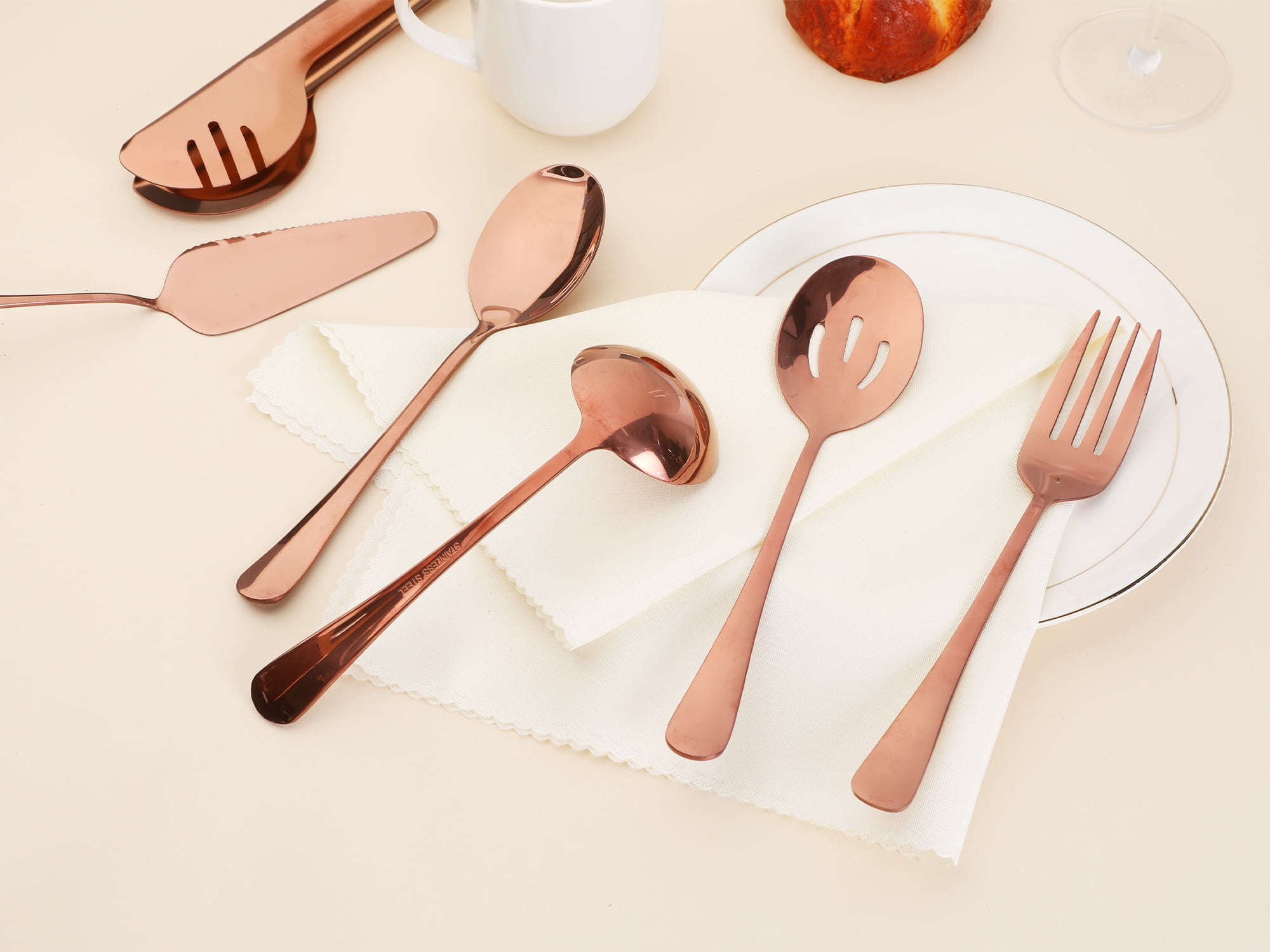 Unique Bargains 10 Piece Silverware Set Stainless Steel Flatware Rose Gold 10 Pcs