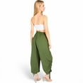 thumbnail image 5 of Women's Relaxed Fit Drawstring Hem Pants with Elastic Waist- Olive Green,Medium, 5 of 7