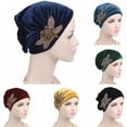 thumbnail image 2 of Women's Elegant Soft Velvet Turban Beanie with Beaded Flower Hat Chemo Cap Liner for Cancer Hair Loss Ladies, 2 of 7