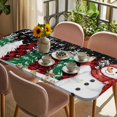 thumbnail image 3 of Black Snowman Christmas Table Cloths for 6 Foot Rectangle Tables, Snowflake Xmas Tree Winter Elk Patio Waterproof Elastic Fitted Tablecloths, Washable Rectangular Table Cover for Camping, 3 of 8
