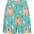 thumbnail image 3 of NICKSUN Shorts de Pyjama Amusants pour Hommes, Bas de Pyjama Doux avec Poches, Capybara, m, 3 of 5