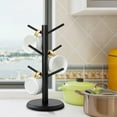 thumbnail image 5 of Wooden Coffee Mug Tree with 6 Hooks - Black Coffee Cup Holder | Space-Saving Countertop Mug Organizer | Easy Assembly Non-Slip Sturdy Mug Rack Stand for Kitchen Counter, 5 of 8