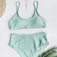 thumbnail image 4 of Sngxgn Bikini Set for Women Solid V Neck High Waisted Two Piece Swimsuit(Green,S), 4 of 7