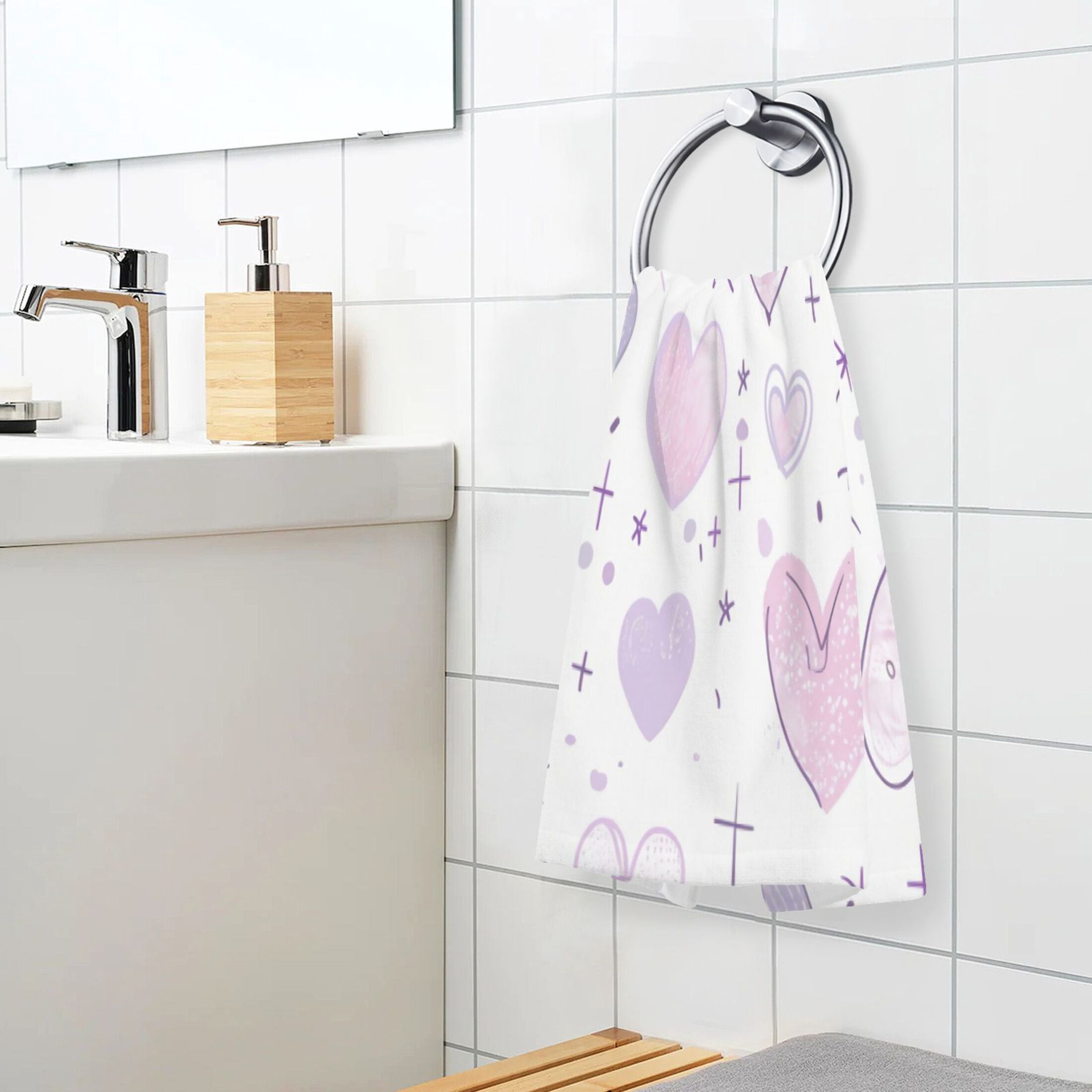 Cotton Towel Two-Piece 16x28 Inch One Sizex2 Face Towel Set Towel Set Cotton Hand Bath Towel Bathroom Beach Purple Heart