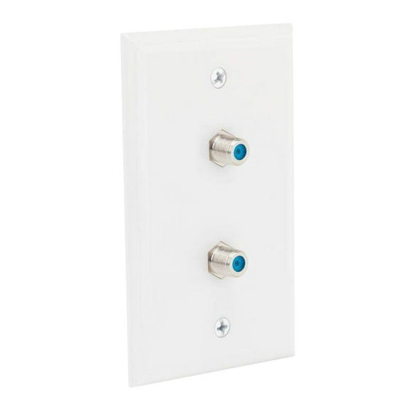 SatelliteSale Coaxial Duplex Wall Plate White Screws Included